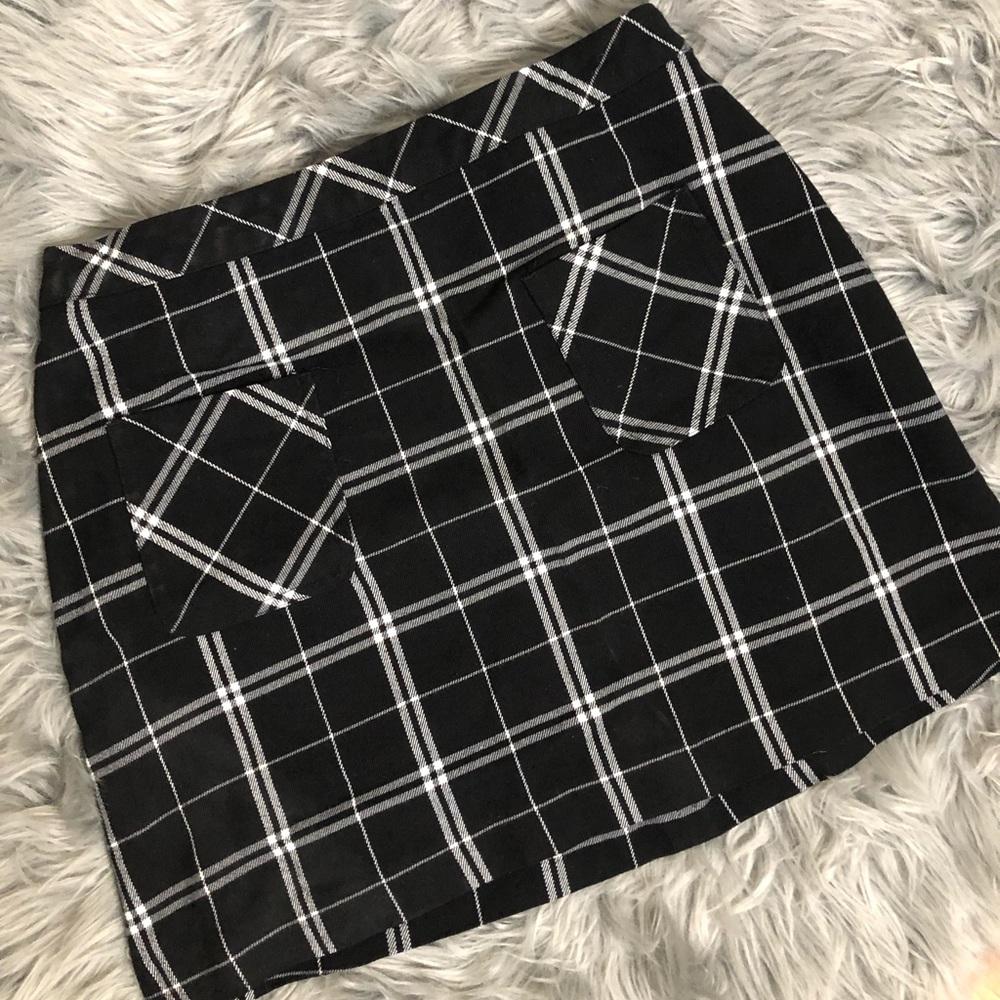 Express Black & White Plaid Mini Skirt
